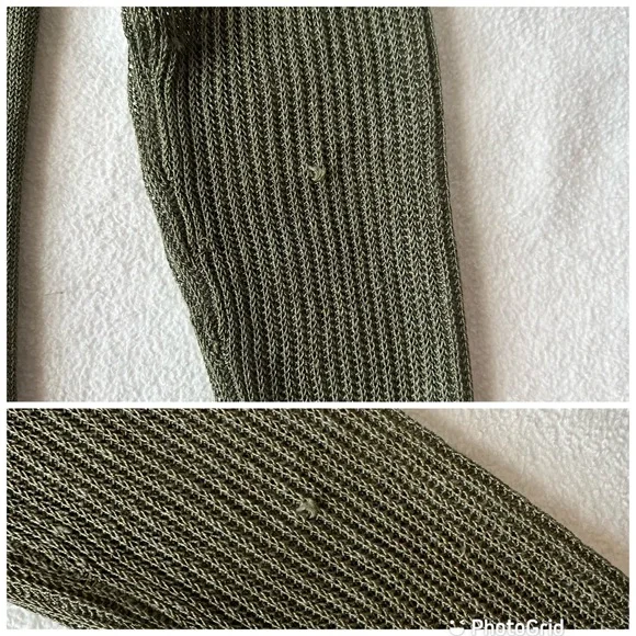 Loft Linen Rayon Blend Olive Green Cardigan No Closure Sage Army, size Medium - Picture 6 of 16